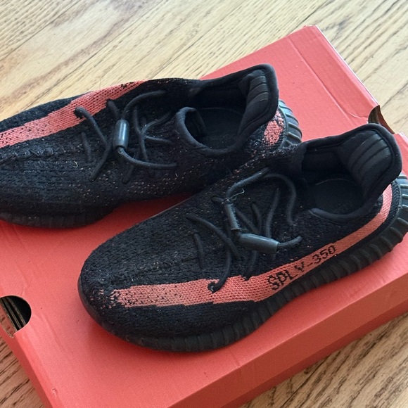 Yeezy Kids Black and Pink Sneakers